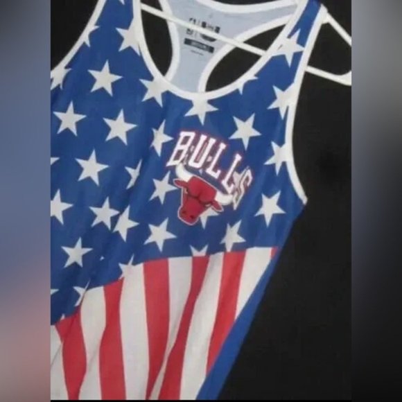 NBA Basketball Vintage Chicago Bulls USA Flag Jersey Tank Top Medium Dunk - Picture 4 of 5